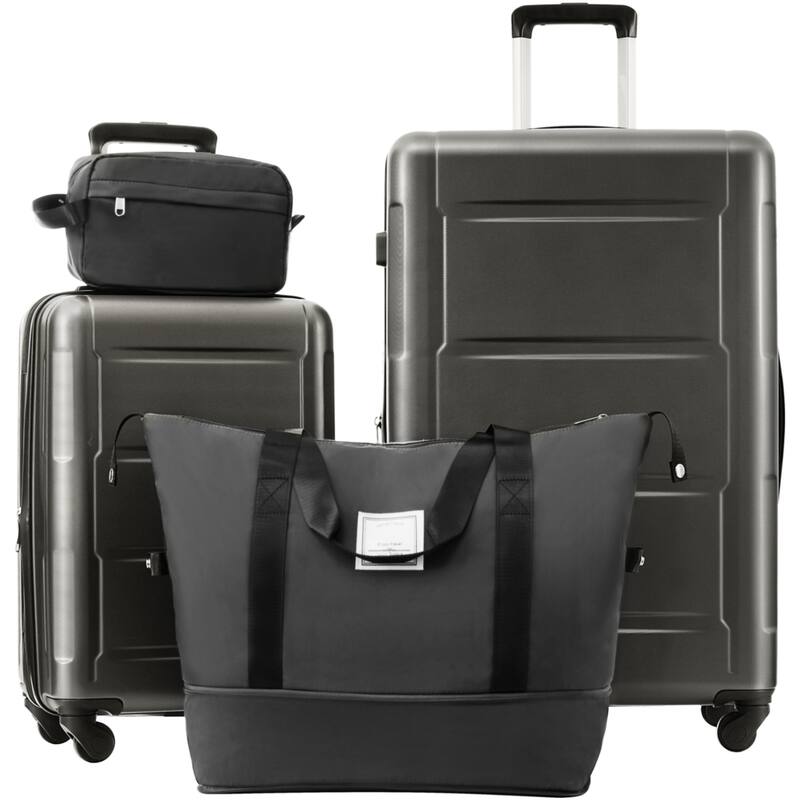 2-Piece, Modern Luggage Sets, Expandable Luggage with 360-Degree Swivel Wheels and TSA lock, for Boarding Travel, Dark Gray - Grey