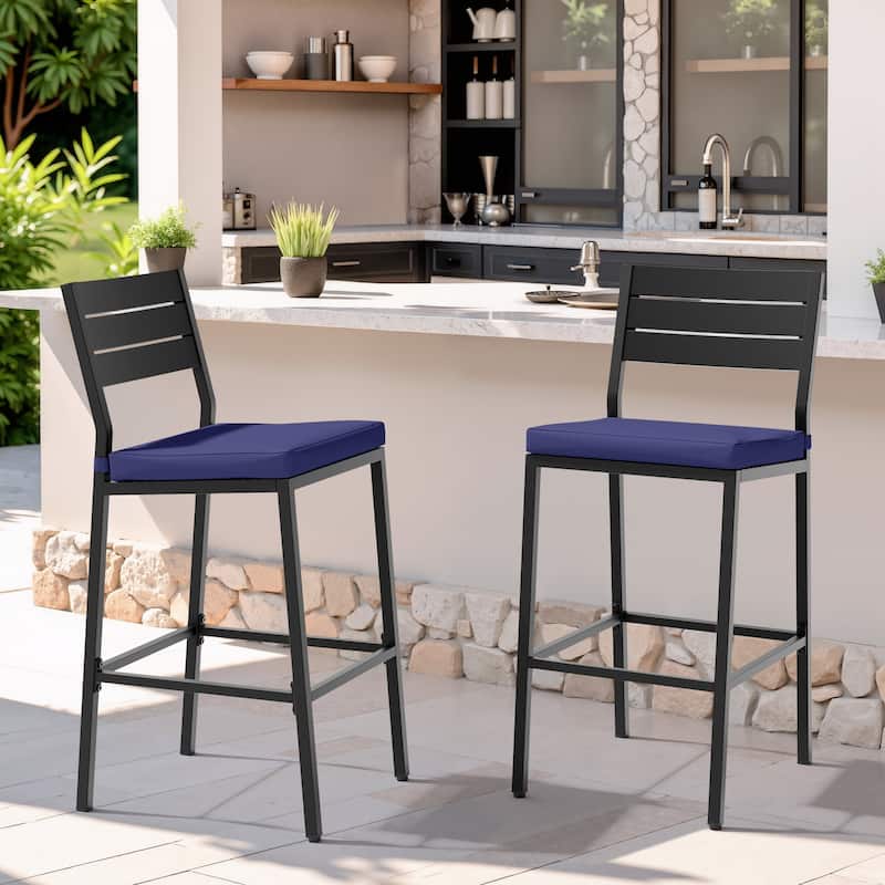 VredHom Outdoor Patio Barstools with Cushion - D 20.5 in. x W 17.3 in. x H 40.2 in.
