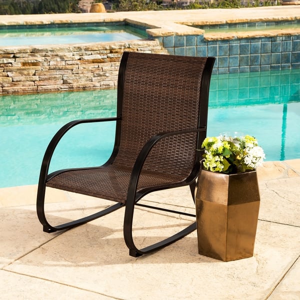 slide 1 of 5, Abbyson Outdoor Gabriela Modern Wicker Rocking Lounge Chair