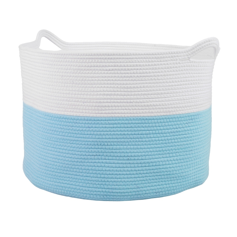 Large Plastic Blue Storage Baskets with Handles, 2-Count