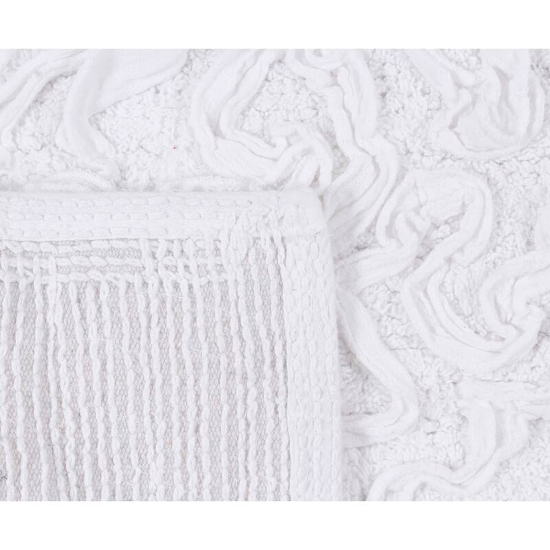 Bell Flower Collection 100% Cotton Non-Slip Bathroom Rug Set, Machine Washable Bath Rug, 5 Piece Bath Mat Set with Runner