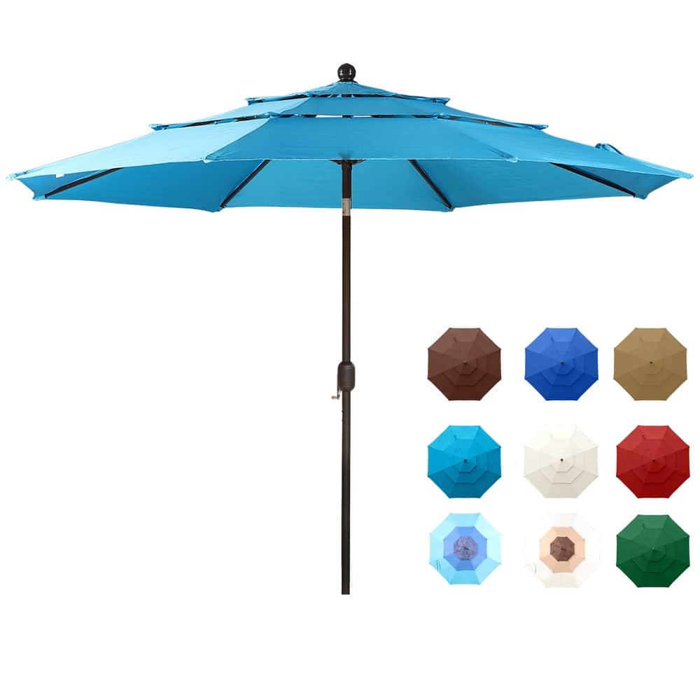 Aoodor Patio Umbrella 10 ft. for Dining Table Outdoor Market Yard Use 3 Tier Ventilation (Umbrella only)