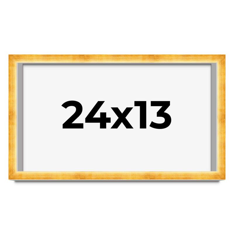 24x13 Shadow Box Frame Gold | 1.625 Inches Deep Real Wood Traditional