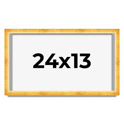24x13 Shadow Box Frame Gold | 1.625 Inches Deep Real Wood Traditional