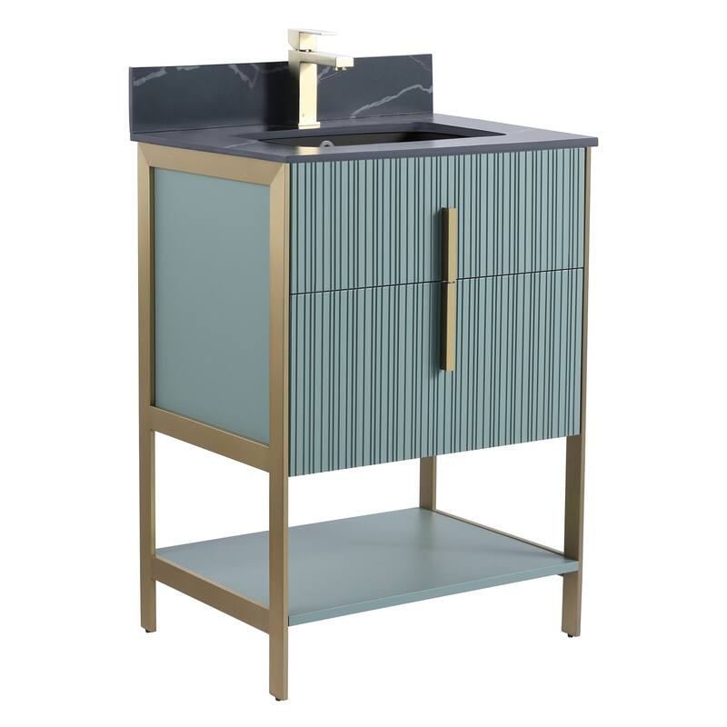 Fine Fixtures Serenity Modern Bathroom Vanity with Black Sintered Stone Top