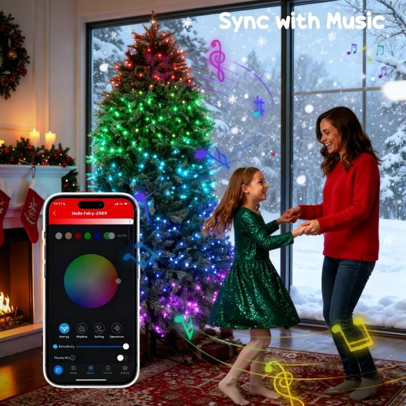9ft Pre Lit Christmas Tree with LED Lights Music Sync and Mobile App Control - Green