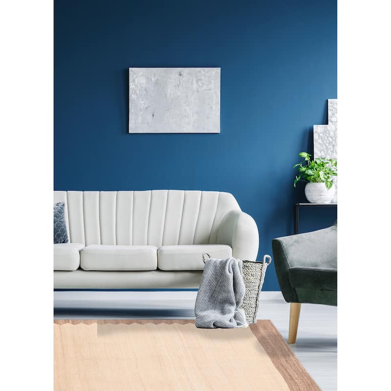 ECARPETGALLERY Flat-Weave Boho Ivory Wool Kilim - 6'3 x 8'8