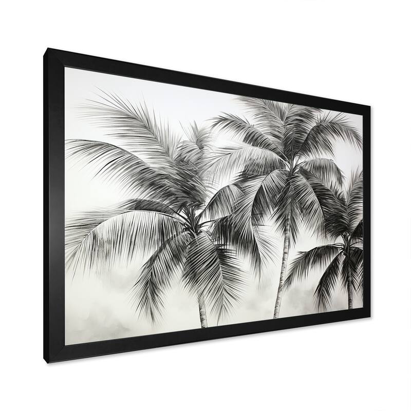Designart "Palm Tree Desert Oasis II" Palms & Palm Trees Framed Canvas Art Print