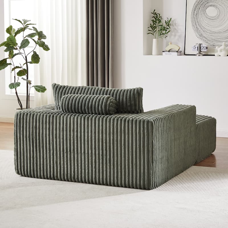 Modern 75" Corduroy Lounge Chair, Soft and Comfortable Sleeper Sofa with Pillow Support for Indoor Spaces