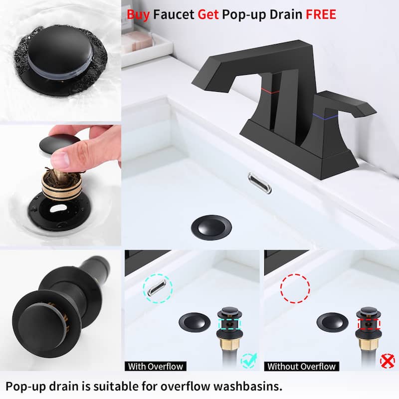 Modern 2 Handle Bathroom Vanity Sink Faucet with Drain and Supply Kit, Ceramic Valve Cartridge, Anti Corrosion, Anti Rust