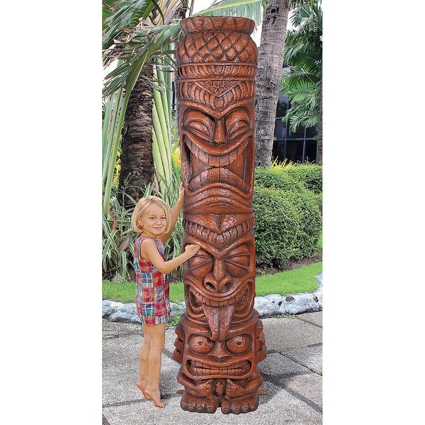 HAWAIIAN ISLAND TIKI HEAD WALL MASK SCULPTURE Polynesia Pool Tropical Luau Art