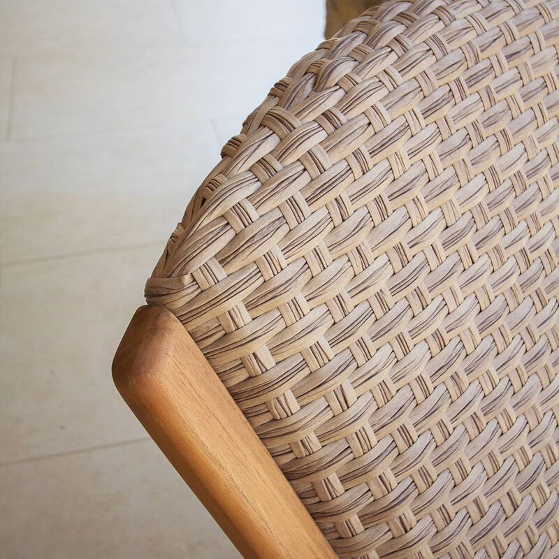 Cambridge Casual Camden 3-Piece Teak Wood Outdoor Rocking Chair Set with Padded Woven Seat