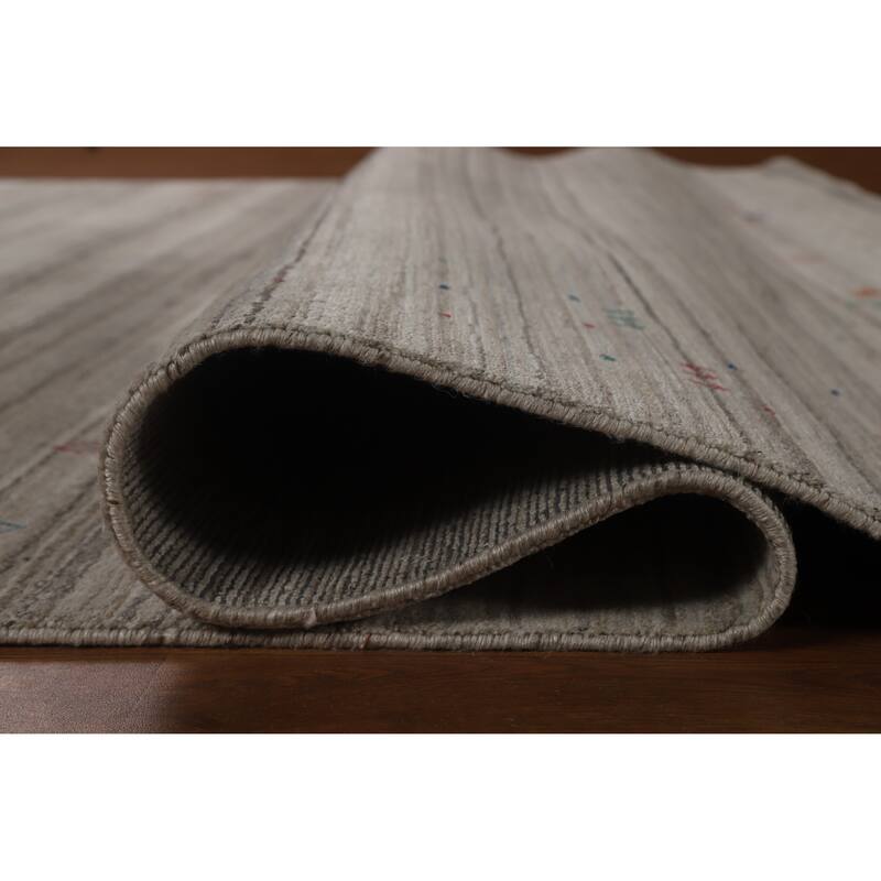 Hand Knotted Oriental 100% Wool Carpet Tribal Tribal Greys & Charcoal Gabbeh Area Rug - 10' 1'' X 8' 1''