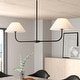 preview thumbnail 2 of 14, 2-Light Modern Black/Gold Linear Fabric Cone Large Pendant Light for Kitchen Island