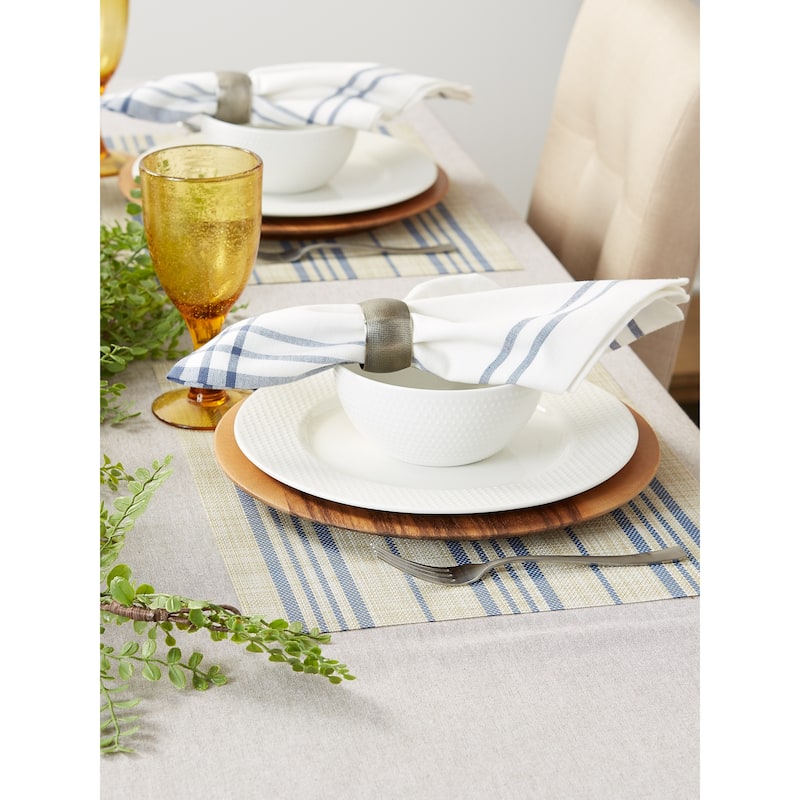 DII French Blue Farmhouse Stripe PVC Woven Placemat