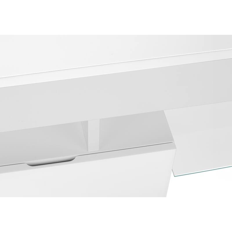 Modern 63" TV Console Entertainment Center with Storage Drawers, Glossy White Finish