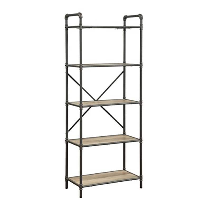 Bookshelf Antique Oak & Sandy Gray, 5-Tier Display Shelves, Living Room Storage Unit - 14