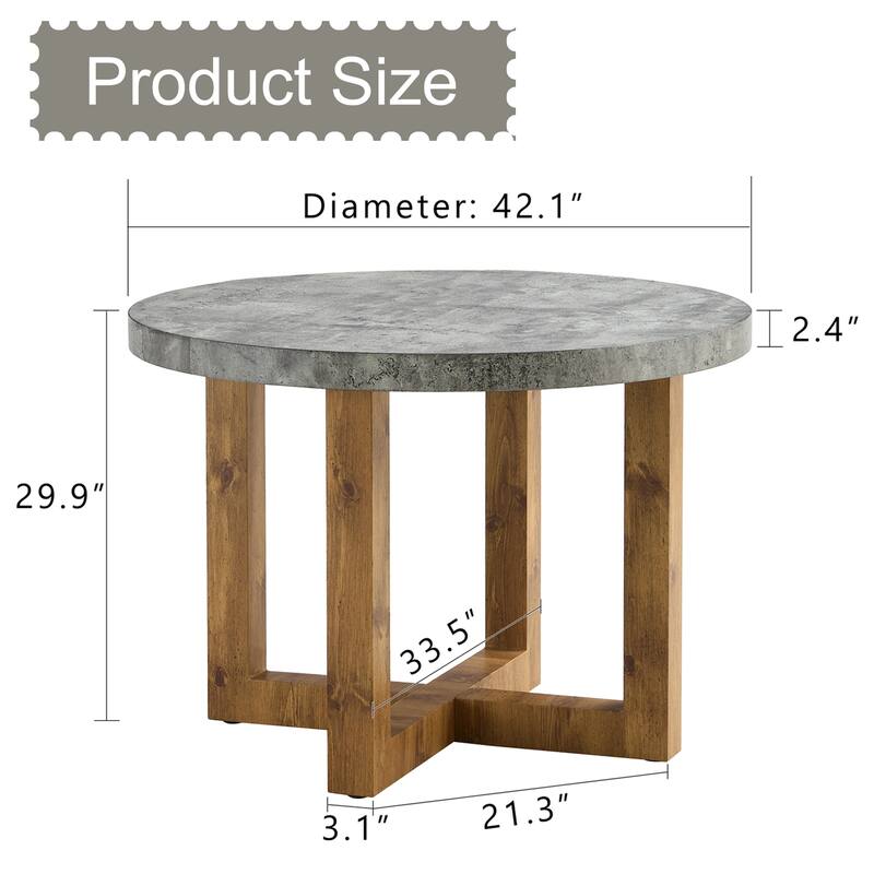A modern and practical circular dining table. Made of MDF tabletop and wooden MDF table legs