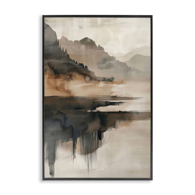 Stupell Layered Opaque Mountain Reflection Framed Giclee Art Design By LSR Creative Studio - 12 x 18 - Black