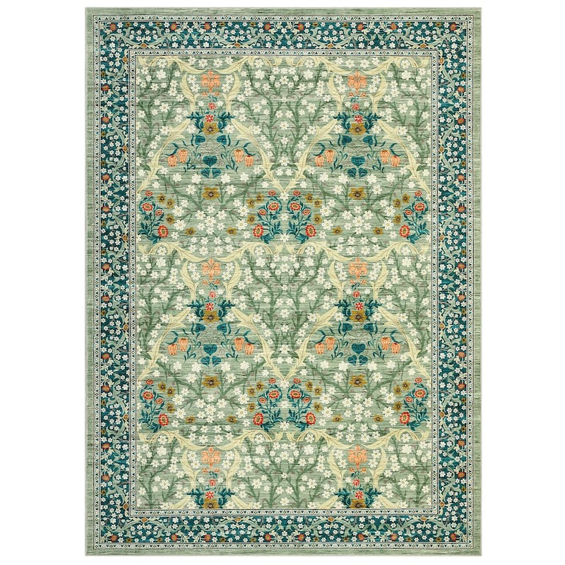 Floral Area Rugs for Living Room Bedroom Indoor Soft Low Pile Non-Slip Rug Farmhouse Rug Home Decor