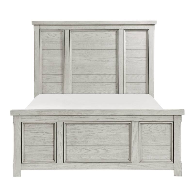Classic Bedroom Furniture 3pc Set Bed Dresser Mirror Light Gray Finish