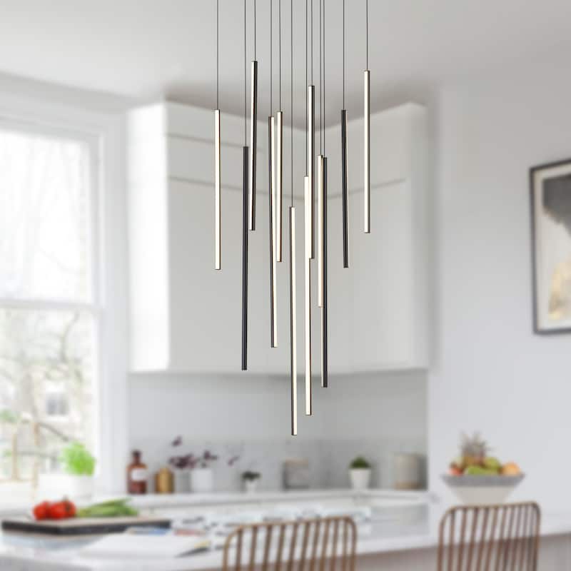 8/12/18-Light Dimmable Integrated LED Chandelier Linear Kitchen Island Light