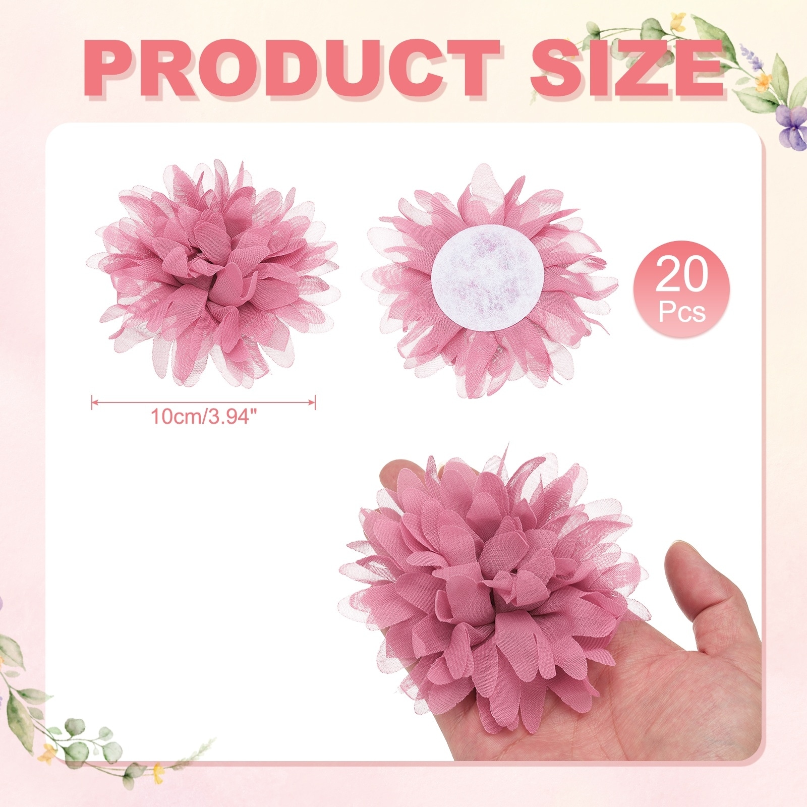 Chiffon Flower, Fabric Flowers Bows Sewing Fabric Appliques Headband Embellishments for Crafts