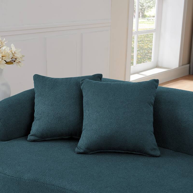 Curved Modular Sectional Sofa, Compressed 4-Seater Foam Couch, Comfy Wool Fabric Upholstered Sofa for Living Room, Bedroom