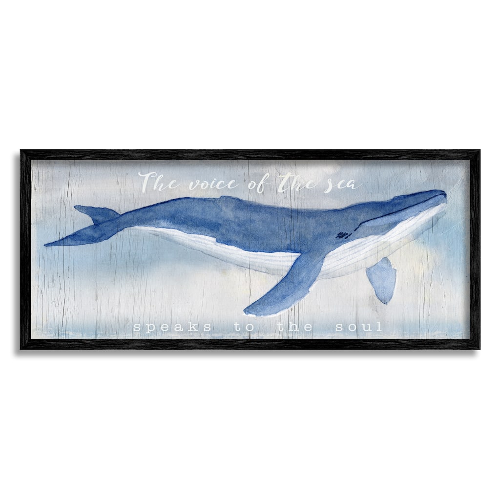 Stupell Voice Of The Sea Inspirational Ocean Lover Whale Quote Framed Wall Art, Design by Katie Swatland