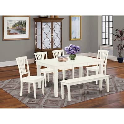 Farmhouse Dining Set - 6 Rectangular Table & 4 Chairs + Bench - 42/60 Inch