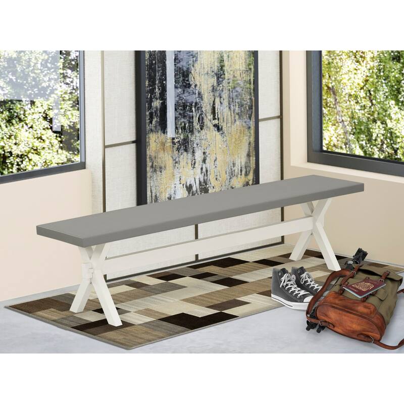 East West Furniture X-Style Modern Dining Bench with Wooden Seat, 72x15x18 Inch, Multi-Color (Finish Options) - XB097