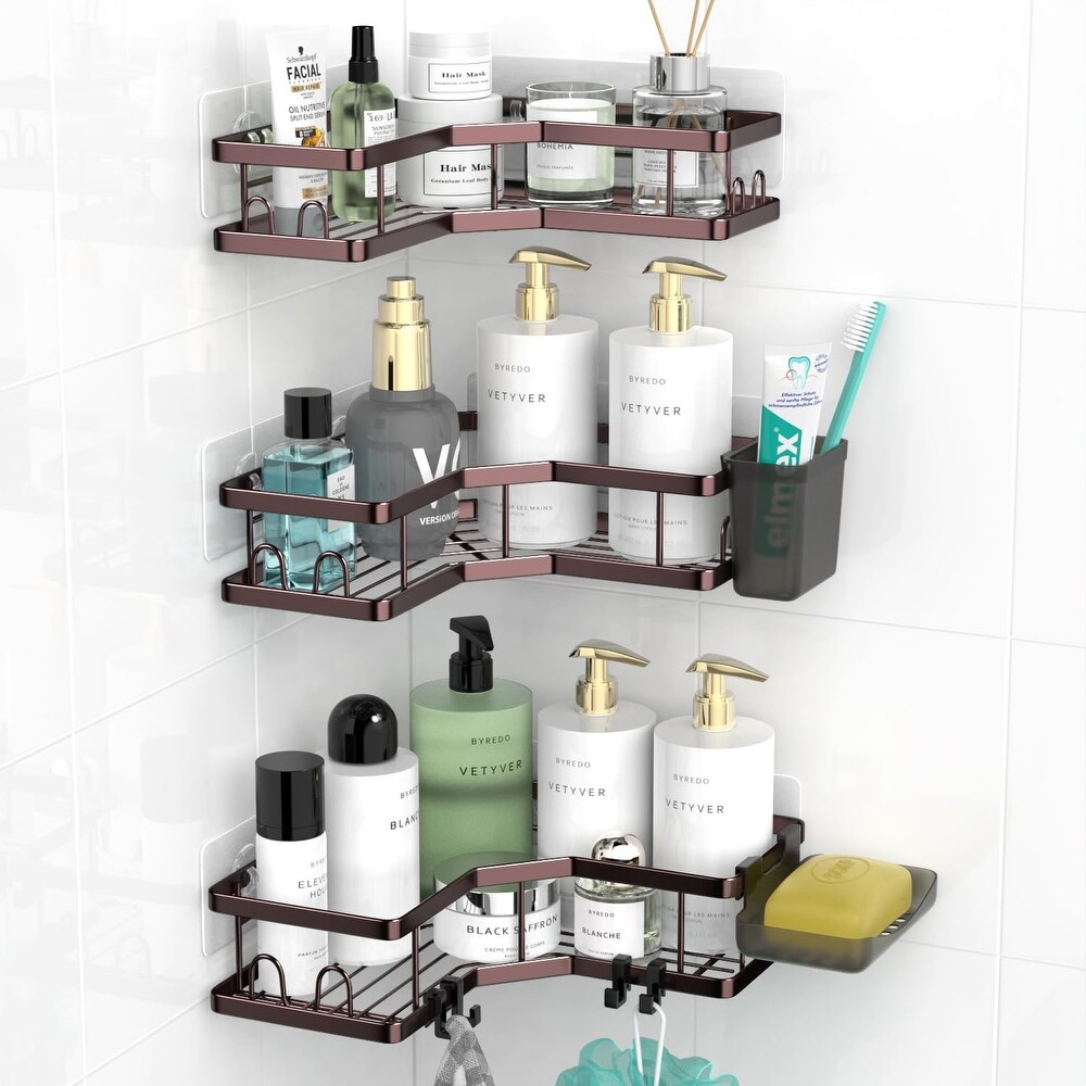 Bathroom Multi-function Natural Bamboo Storage Rack Over Shower Head  Organizer, Shower Ball, Shampoo, Conditioner, Soap Holder 