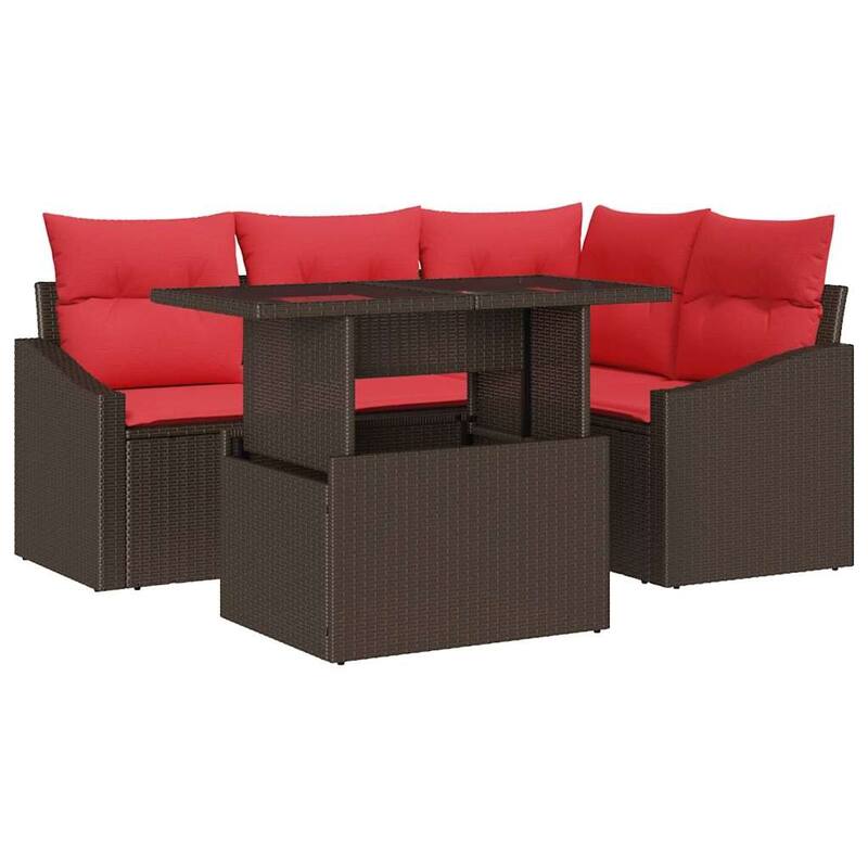 vidaXL 5 Piece Garden Sofa Set with Cushions - 70.3×48.6×27.2