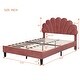 preview thumbnail 20 of 18, Upholstered Full Size Platform Bed Frame with Flower Pattern Velvet Headboard