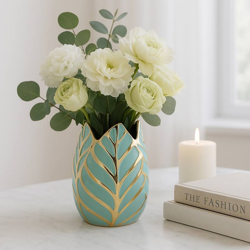 Ceramic Modern Leaf Sculptural Flower Vase