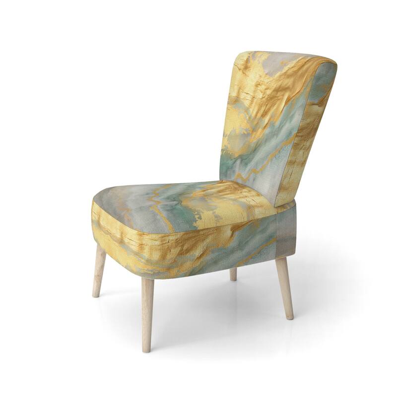Designart "Coast Blue Sea Waves Watercolour" Upholstered Abstract Accent Chair - Modern Arm Chair For Bedroom