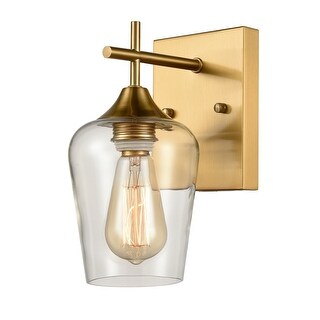 Angers Modern Simplicity 1-Light Clear Glass Wall Sconce Industrial Bathroom Vanity Lighting
