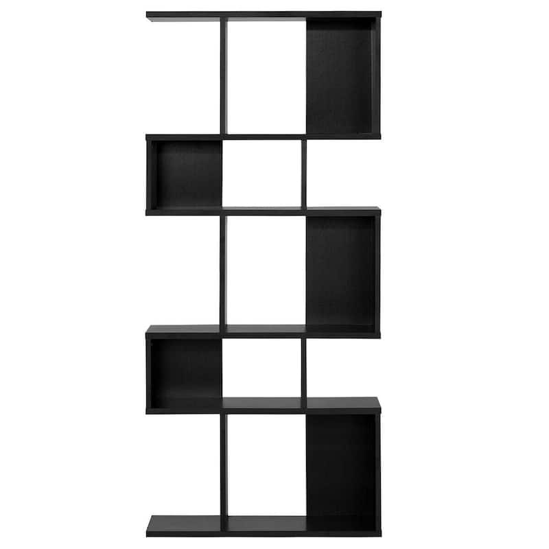 Stylish 5-Tier Geometric Wood Bookshelf - 31" x 11" x 70" (L x W x H)