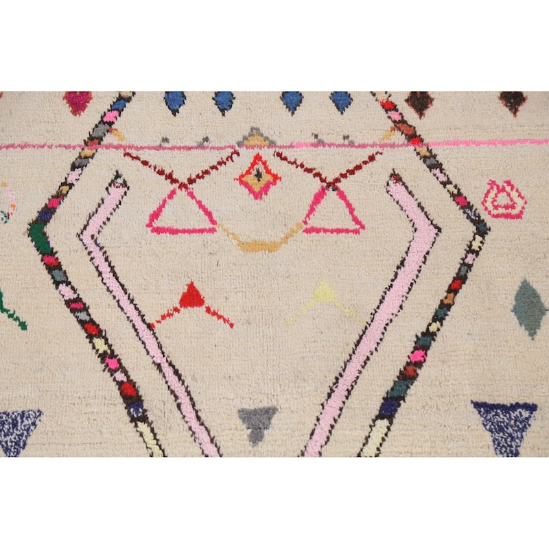 Tribal Oriental Moroccan Geometric Area Rug Hand-knotted Wool Carpet - 6'1" x 9'5"