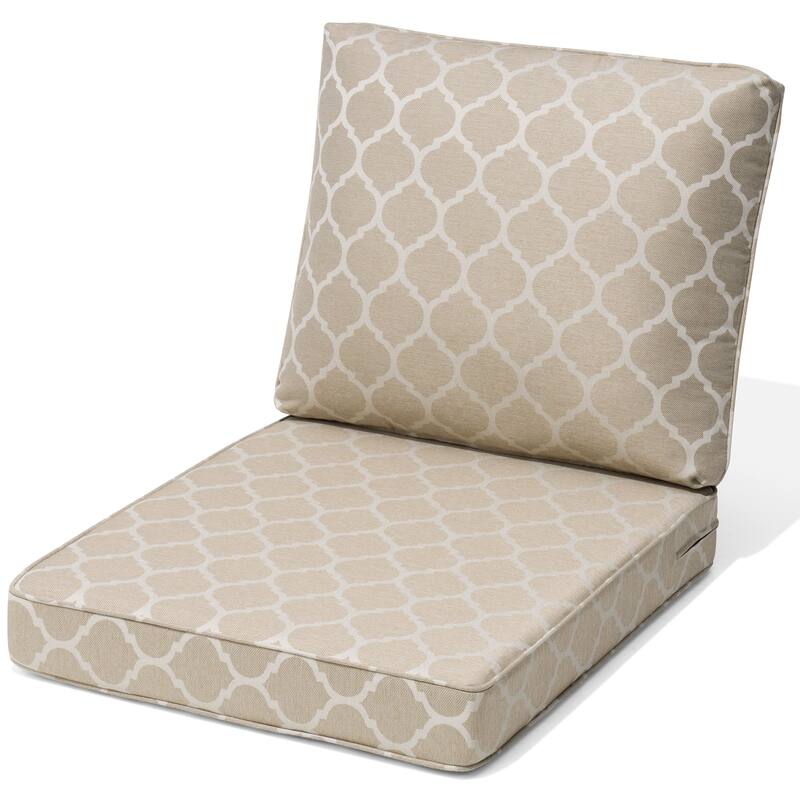 27.6 in W * 24.4 in D Outdoor Patio Deep Seat Cushion Chair Set - TOFFEE TRELLIS - 1PC