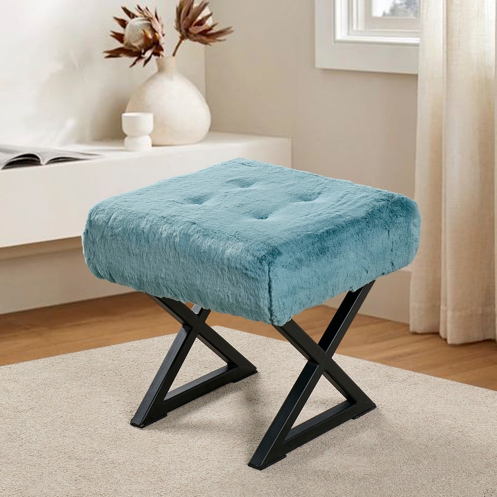 FauxFur Ottoman Vanity Stool 19"X19"X19".