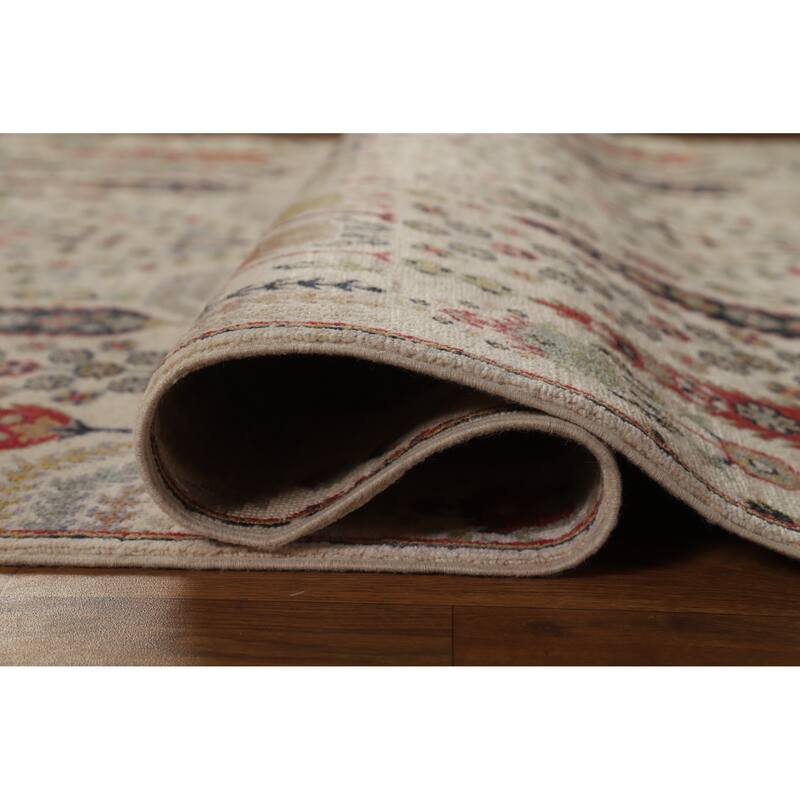 Hand Knotted Oriental 100% Wool Carpet Traditional All-Over Beige & Ivories Ziegler Area Rug - 6' 7'' X 5' 0''