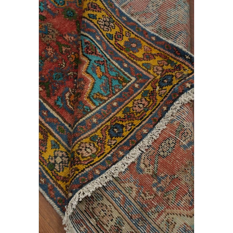 Hand Knotted Oriental 100% Wool Carpet Traditional Floral Multi-Colored Hamedan Runner Rug - 9' 1'' X 2' 11''
