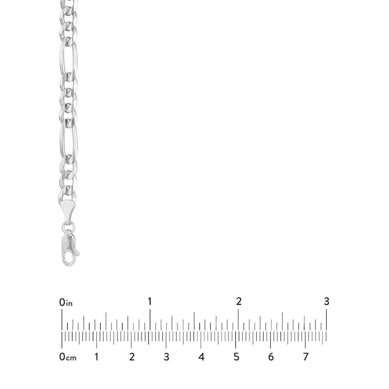 Curata 925 Sterling Silver Rhodium 5.8mm Concave Figaro Chain Necklace For Men (Lobster)