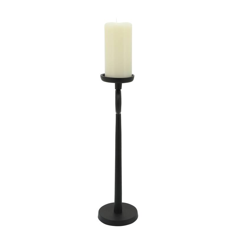 Metal Candle Holder - Contemporary Black Aluminum Narrow Candle Holder for Home or Office Decor