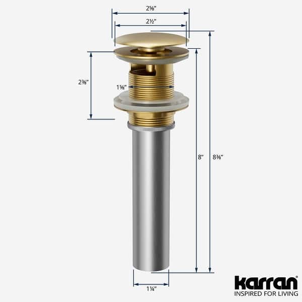 dimension image slide 0 of 8, Karran Pop-Up Vanity Bowl Drain with Overflow