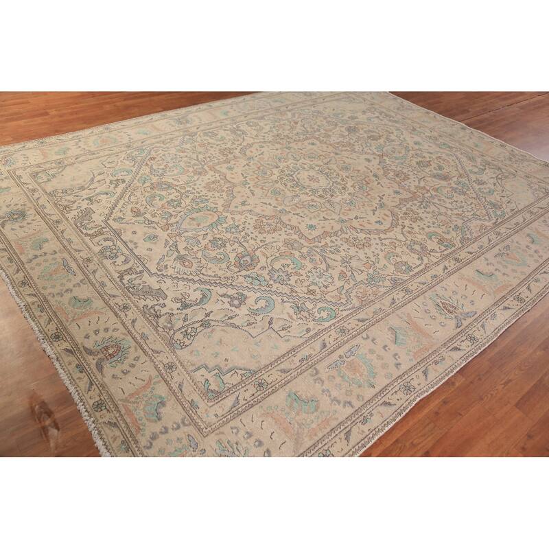 Medallion Tabriz Persian Area Rug Hand-Knotted Oriental Wool Carpet - 8'4"x 10'9"