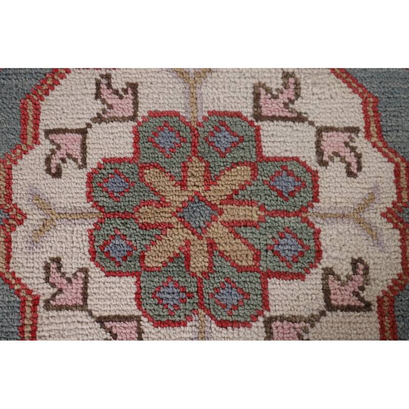 All-Over Gray Floral Oushak Indian Area Rug Handmade Wool Carpet - 9'1"x 11'9"