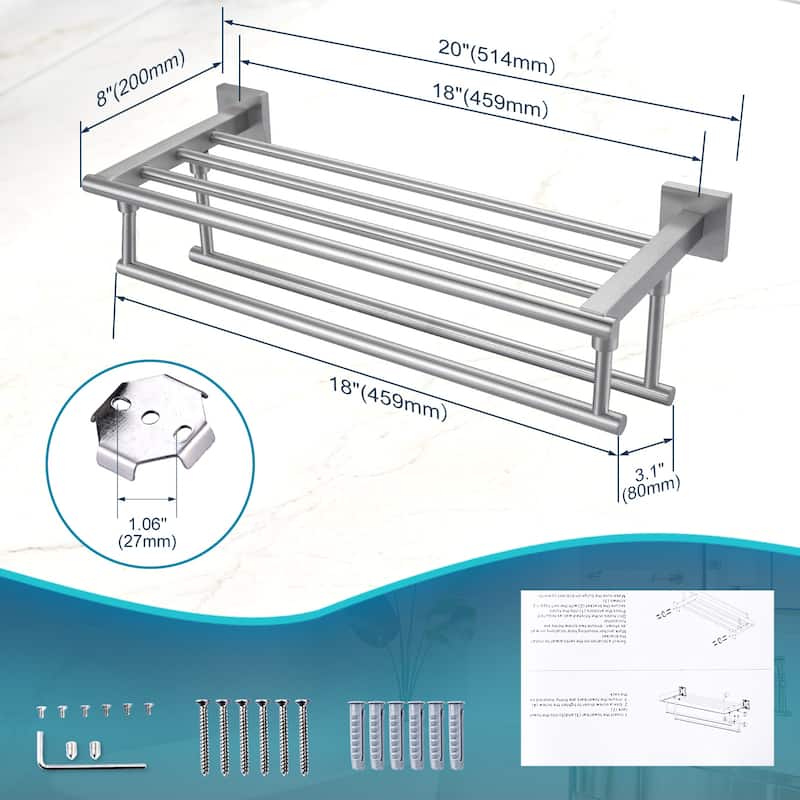 WOWOW Two Towel Holders Wall mounted Towel Rack