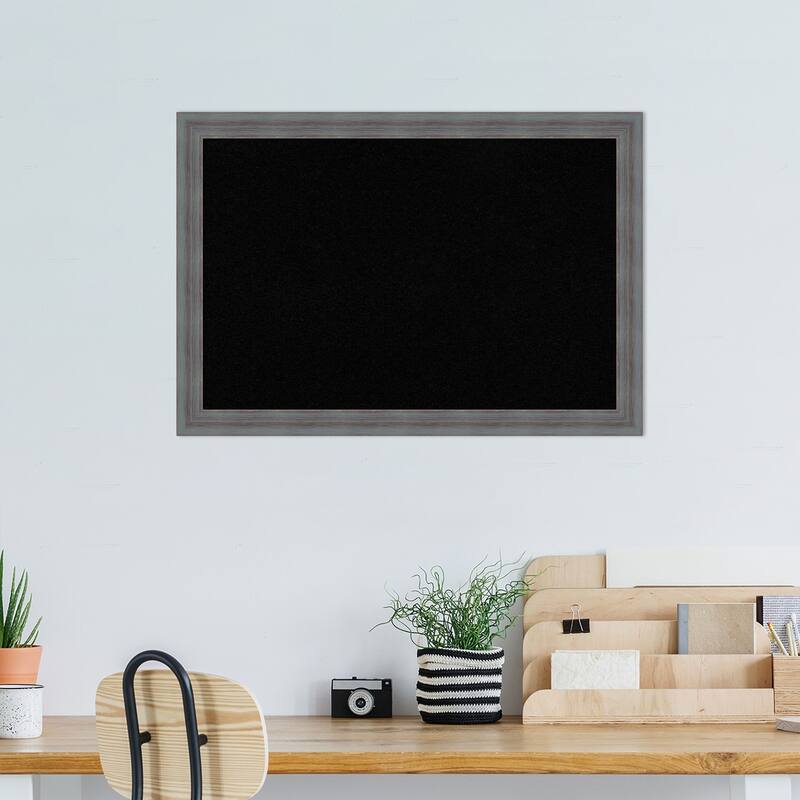 Dixie Blue Grey Rustic Wood Framed Black Corkboard Bulletin Board